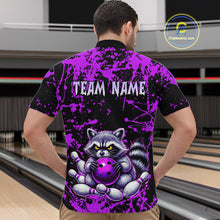 Load image into Gallery viewer, Custom Purple Raccoon Bowling Jersey for Men Bowling Uniform Polo &amp; 1/4 Zip Bowling Team Shirts HNT224