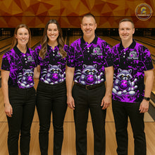 Load image into Gallery viewer, Custom Purple Raccoon Bowling Jersey for Men Bowling Uniform Polo &amp; 1/4 Zip Bowling Team Shirts HNT224
