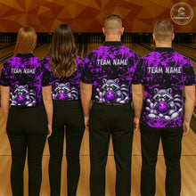 Load image into Gallery viewer, Custom Purple Raccoon Bowling Jersey for Women Bowling Uniform Polo &amp; 1/4 Zip Bowling Team Shirts HNT224