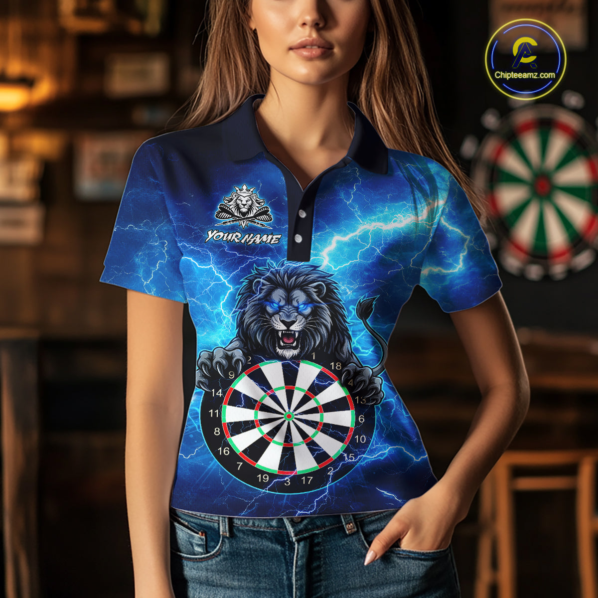 Custom Thunder Lion Dart Shirt Dart Team Jersey for Women Dartboard Polo & 1/4 Zip Shirts NNT169