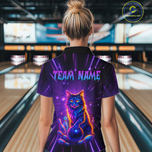 Load image into Gallery viewer, Custom Neon Cat Bowling Jersey for Women Bowling Team Shirts Bowling League Polo &amp; 1/4 Zip HNT153