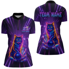 Load image into Gallery viewer, Custom Neon Cat Bowling Jersey for Women Bowling Team Shirts Bowling League Polo &amp; 1/4 Zip HNT153