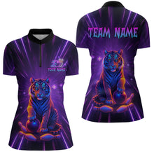 Load image into Gallery viewer, Custom Neon Tiger Bowling Jersey for Women Bowling Team Shirts Bowling League Polo &amp; 1/4 Zip HNT154