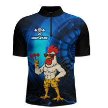 Load image into Gallery viewer, Custom Blue Funny Chicken Darts Shirt for Men Darts Team Jerseys Polo &amp; 1/4 Zip Dart League NNT131