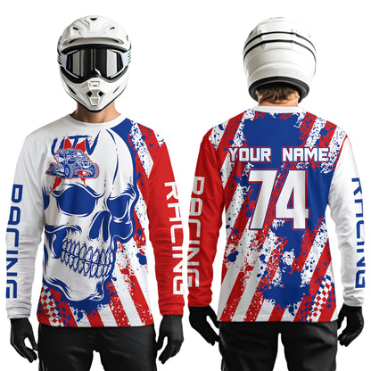 Custom Skull US Flag UTV Off-Road Shirts UTV Motocross Racing Shirt Kid Men Women UPF30+ DNT89