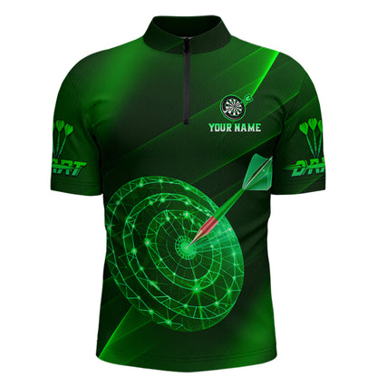 Custom Neon Green Cyber Dartboard Darts Shirt for Men Darts Team Jerseys Polo & 1/4 Zip NNT132