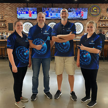Load image into Gallery viewer, Custom Neon Blue Cyber Dartboard Darts Shirt for Men Darts Team Jerseys Polo &amp; 1/4 Zip NNT132