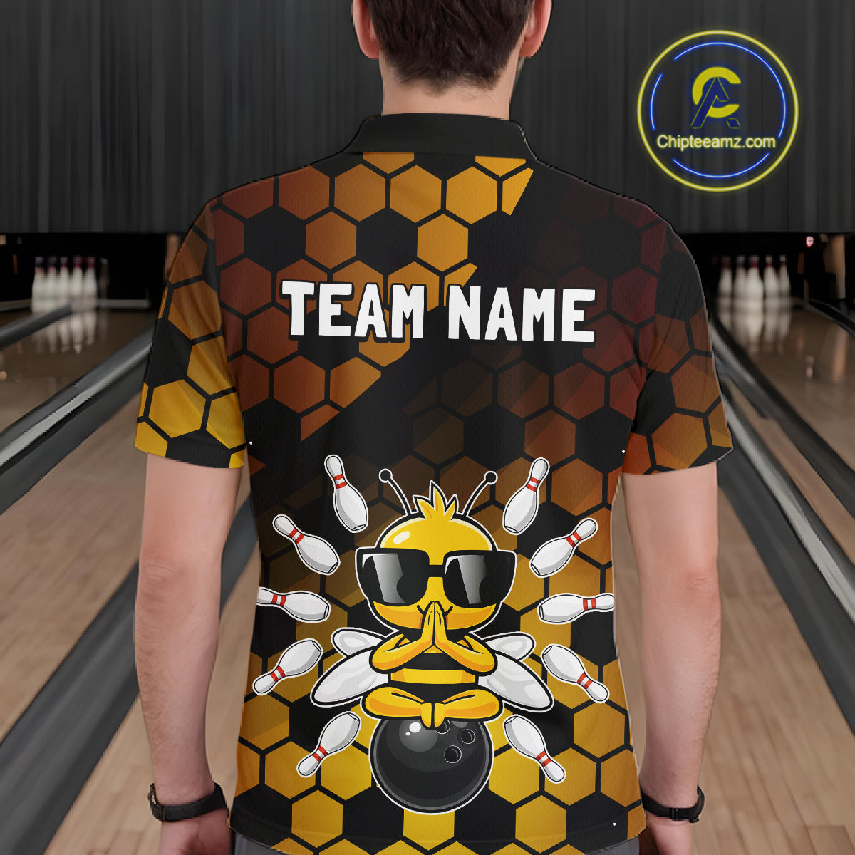 Custom Funny Bee Bowling Jersey for Men Bowling Team Shirts Bowling Polo & 1/4 Zip HNT267
