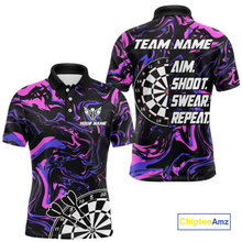 Load image into Gallery viewer, Pink-Purple Pattern Aim Shoot Swear Repeat Darts Team Jerseys Dart Shirts For Men NNT168
