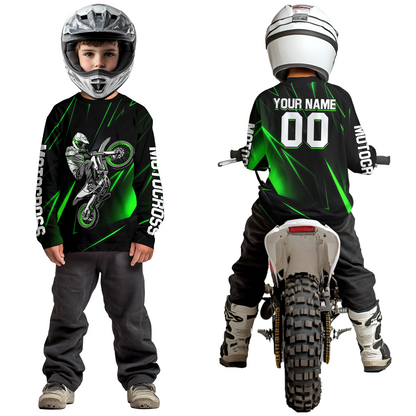Green Youth MX Motocross Jersey Custom Motocycle Shirts Men Women Kid UPF30+ DNT41