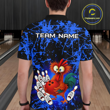 Load image into Gallery viewer, Blue Funny Chicken Bowling Jersey for Men Bowling League Bowling Team Shirts Polo &amp; 1/4 Zip HN232