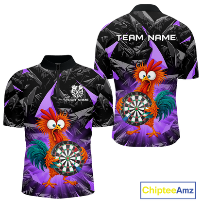 Custom Funny Purple Chicken Dart Shirts For Men Dart Board Gifts Darts Team Jerseys Dart League NNT152