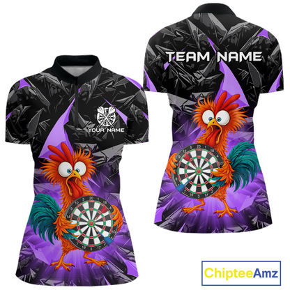 Custom Funny Purple Chicken Dart Shirts For Women Dart Board Gifts Darts Team Jerseys Dart League NNT152