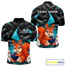 Load image into Gallery viewer, Funny Turquoise Squirrel Custom Bowling Jersey for Men Bowling Team Shirts Bowling League HNT302
