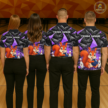 Load image into Gallery viewer, Funny Purple Squirrel Custom Bowling Jersey for Women Bowling Team Shirts Bowling League HNT302