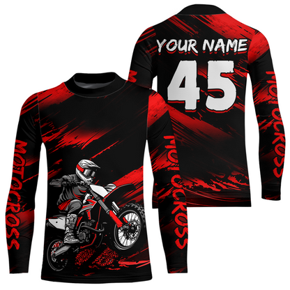 Red Motocross Shirts Personalized Racing Jersey Dirt Bike Jersey Kid Men Women UPF30+ DNT15