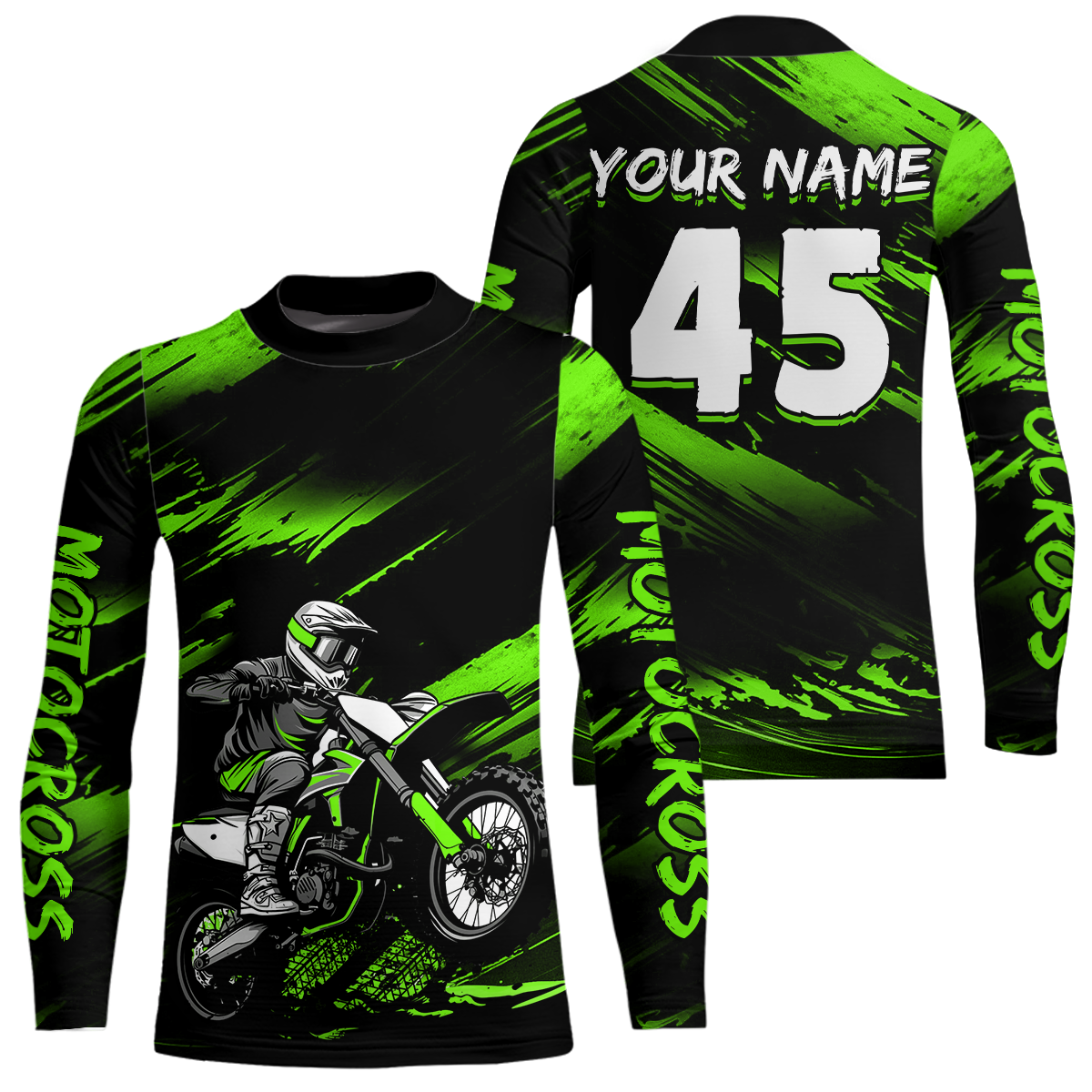 Green Motocross Shirts Personalized Racing Jersey Dirt Bike Jersey Kid Men Women UPF30+ DNT15
