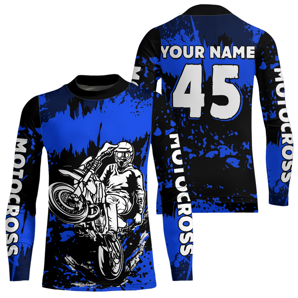 Custom Blue Motocross Jersey for Men Women Kids UPF30+ MX Motorcycle Racing DNT22