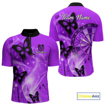 Custom Purple Galaxy Butterflies Darts Shirt for Men Darts Team Jerseys Dartboard Shirt NNT261