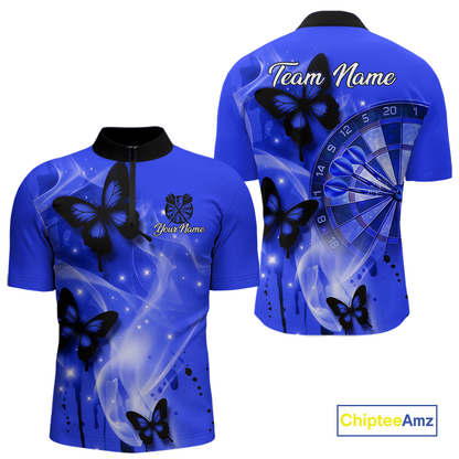 Custom Blue Galaxy Butterflies Darts Shirt for Men Darts Team Jerseys Dartboard Shirt NNT261