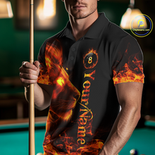 Load image into Gallery viewer, Custom Flame Lion 8 Ball Billiard Shirts for Men Billiard Team Shirts Billiard League Polo &amp; 1/4 Zip NNT96