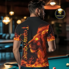 Load image into Gallery viewer, Custom Flame Lion 8 Ball Billiard Shirts for Men Billiard Team Shirts Billiard League Polo &amp; 1/4 Zip NNT96