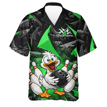 Load image into Gallery viewer, Custom Green Duck Hawaiian Bowling Jersey for Men Women Bowling Team Shirts Bowling League HNT232