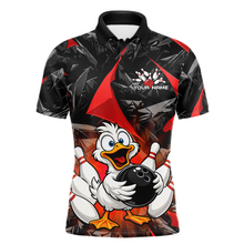Load image into Gallery viewer, Custom Red Funny Duck Bowling Jersey for Men Bowling League Bowling Team Shirts Polo &amp; 1/4 Zip HN233