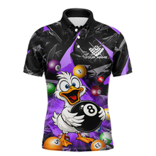 Load image into Gallery viewer, Custom Purple Funny Duck 8 Ball Pool Shirts Billiard Shirt for Men Billiard Team Jersey League NNT172
