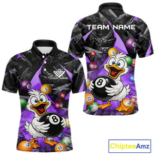 Load image into Gallery viewer, Custom Purple Funny Duck 8 Ball Pool Shirts Billiard Shirt for Men Billiard Team Jersey League NNT172