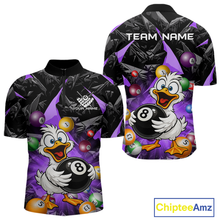 Load image into Gallery viewer, Custom Purple Funny Duck 8 Ball Pool Shirts Billiard Shirt for Men Billiard Team Jersey League NNT172