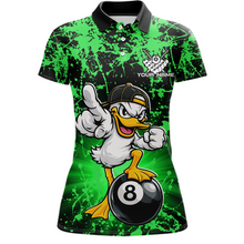 Load image into Gallery viewer, Custom Green Funny Duck Billiard Shirt for Women Billiard Team Jersey League 8 Ball Pool Shirts NNT171