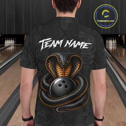 Custom Black Cobra Snake Bowling Jersey for Men Bowling Team Shirts Bowling League HNT309