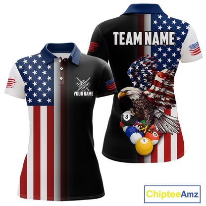 American Flag Eagle 8 Ball Custom Billiard Shirts for Women Billiard Team Jerseys Billiard League NNT283