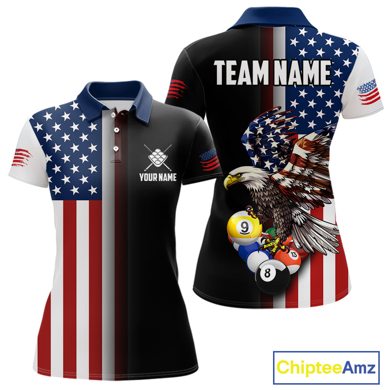 American Flag Eagle 9 Ball Custom Billiard Shirts for Women Billiard Team Jerseys Billiard League NNT284