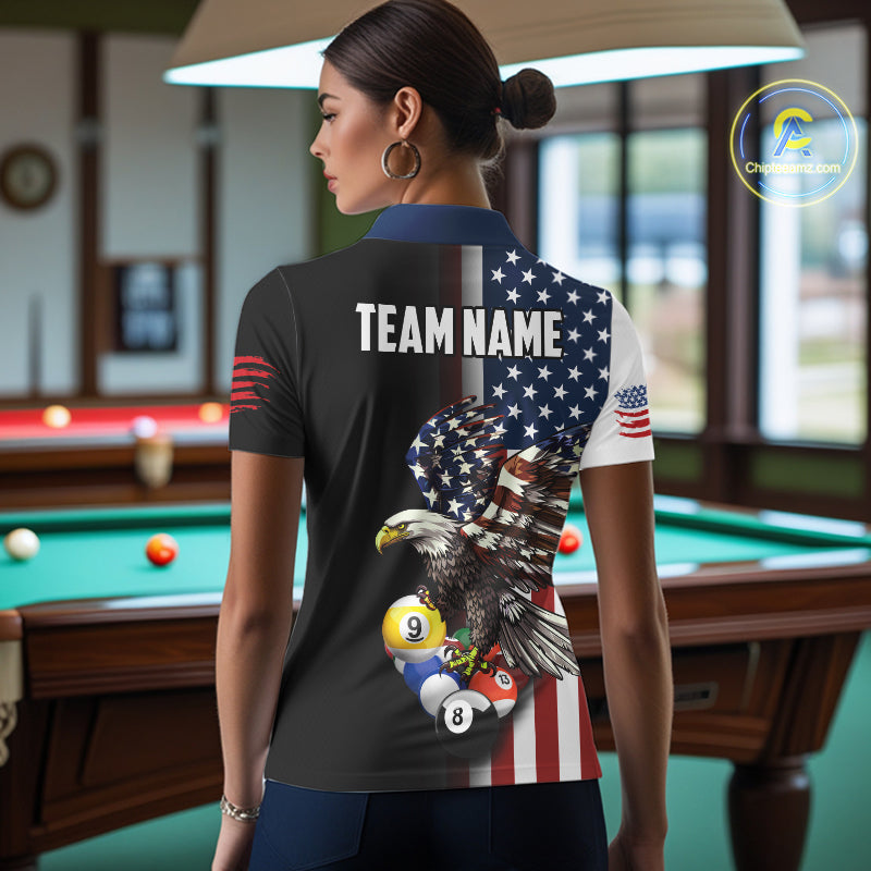 American Flag Eagle 9 Ball Custom Billiard Shirts for Women Billiard Team Jerseys Billiard League NNT284
