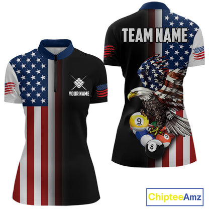 American Flag Eagle 9 Ball Custom Billiard Shirts for Women Billiard Team Jerseys Billiard League NNT284