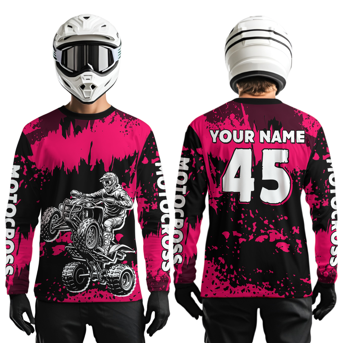 Pink ATV Motocross Jersey Kid Adult Custom Quad Bike Jersey Off-Road Shirt UPF30+ DNT59