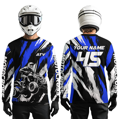 Blue ATV Motocross Shirts Kid Men Women Custom Quad Bike Off-Road Shirt UPF30+ DNT60