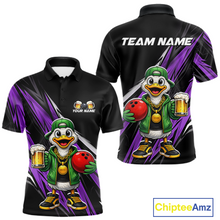Load image into Gallery viewer, Custom Purple Beer Duck Bowling Shirt for Men Duck Funny Beer Bowling Team Jersey HNT276