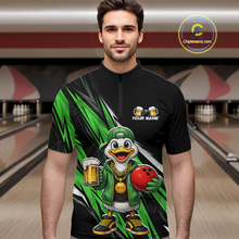 Load image into Gallery viewer, Custom Green Beer Duck Bowling Shirt for Men Duck Funny Beer Bowling Team Jersey HNT276