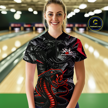 Load image into Gallery viewer, Custom Red Cobra Snake Bowling Jersey for Women Bowling Team Shirts Polo &amp; 1/4 Zip HNT137