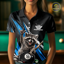 Load image into Gallery viewer, Custom Blue Funny Raccoon 8 Ball Billiard Shirt for Women Billiard Team Jersey Billiard League NNT191
