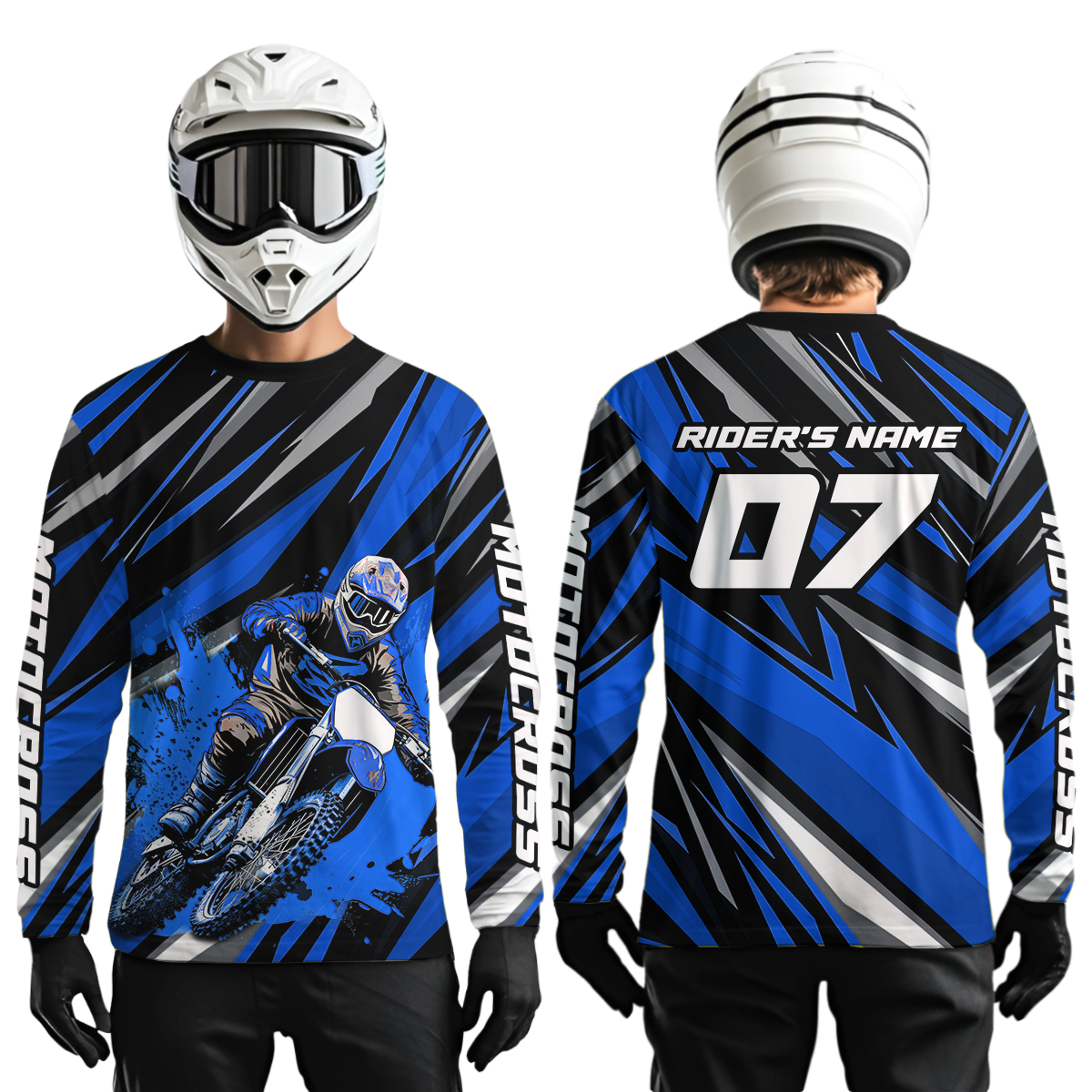 Custom Blue Youth Motocross Jersey Racing for Kid Men Women MX Dirt Bike Shirts UPF30+ DNT47