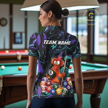 Load image into Gallery viewer, Custom Teal Purple Chicken 8 Ball Billiard Shirt for Women Billiard Jerseys Team Billiard League NNT197