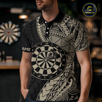 Custom Yellow Tribal Dart Shirts for Men Dart Team Jersey Dartboard Gifts Polo & 1/4 Zip NNT163
