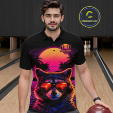 Load image into Gallery viewer, Custom Funny Raccoon Retro Sunset Bowling Jersey for Men Bowling Uniform Bowling Team Shirts HNT280