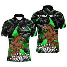 Load image into Gallery viewer, Custom Green Funny Horse Bowling Jersey for Men Bowling Team Shirts Bowling League Polo &amp; 1/4 Zip HNT183