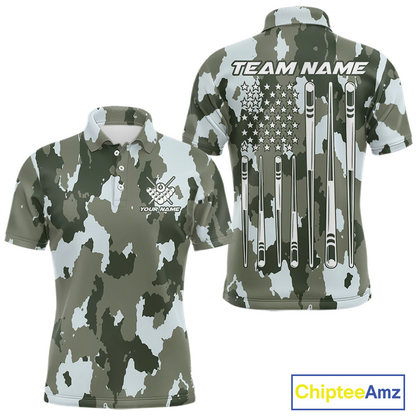 Custom Green Camo 8 Ball Billiard Shirts for Men Billiard League Billiard Team Shirts NNT106