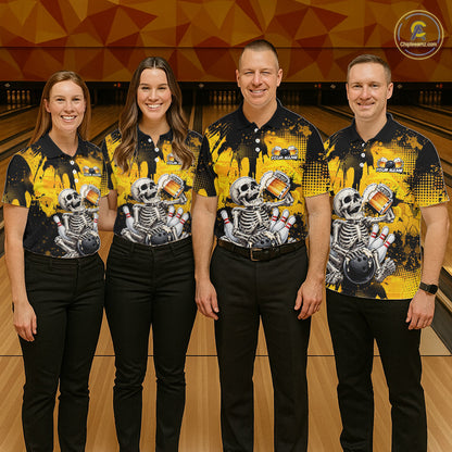 Custom Beer Funny Skeleton Bowling Team Shirts Bowling Jersey for Women Bowling League HNT464